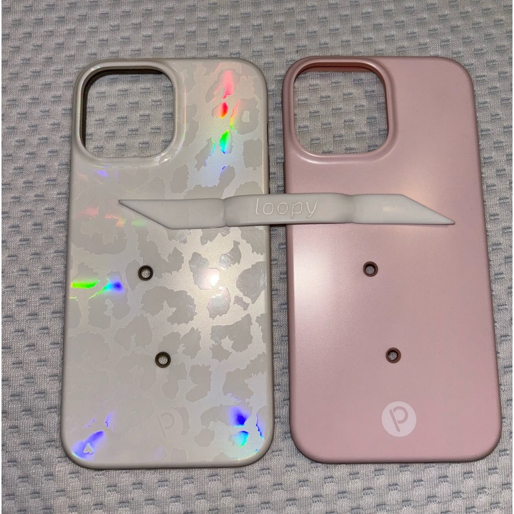 Two iPhone 13 Pro Max loopy cases and one loop